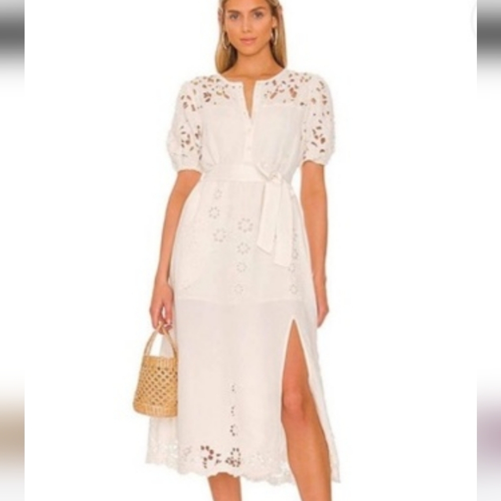 Tularosa Chic White Eyelet Dress with Slit